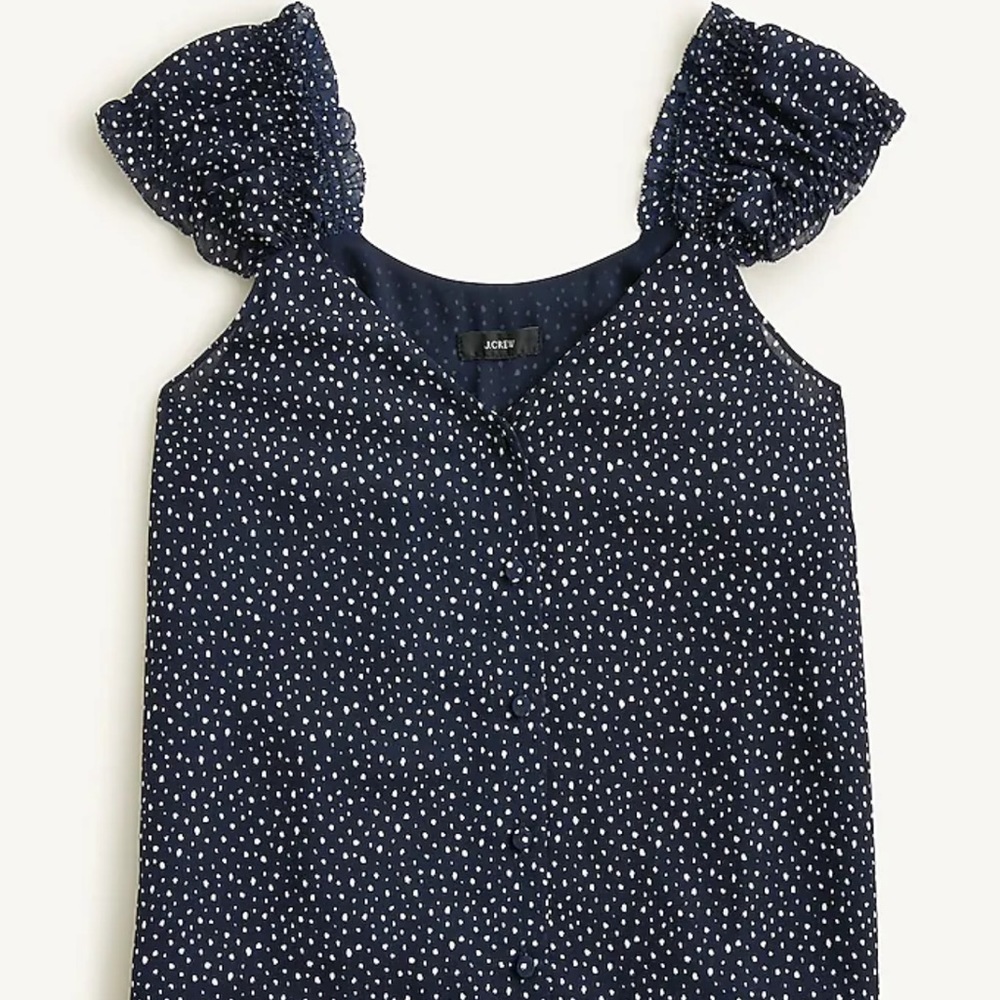 J Crew Navy Polka Dot Top